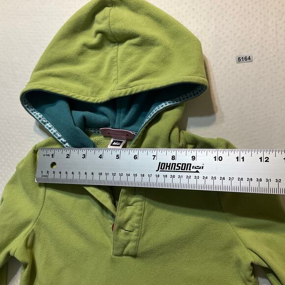 REI Little Girl Hoodie size XXS (4/5) Green Long Sleeve Fleece Kangaroo Pouch - Picture 2 of 7
